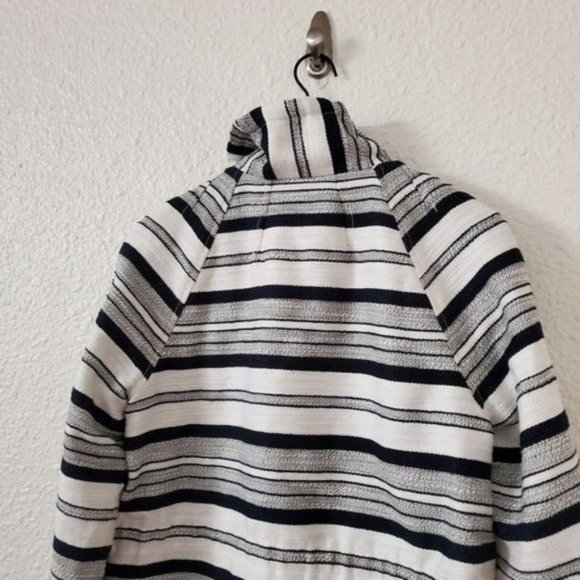 LOFT Breton Stripe Anorak Coat Navy & White Nautical Women's Size Medium - Picture 8 of 9